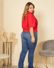 Camisa Manga Corta Bolsillos Tipo Cargo con Trabilla Marca Trucco´s Plus Size