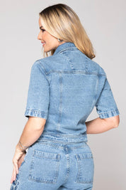 Chaqueta Cargo Manga Corta Denim Cuello Clásico Marca Trucco's