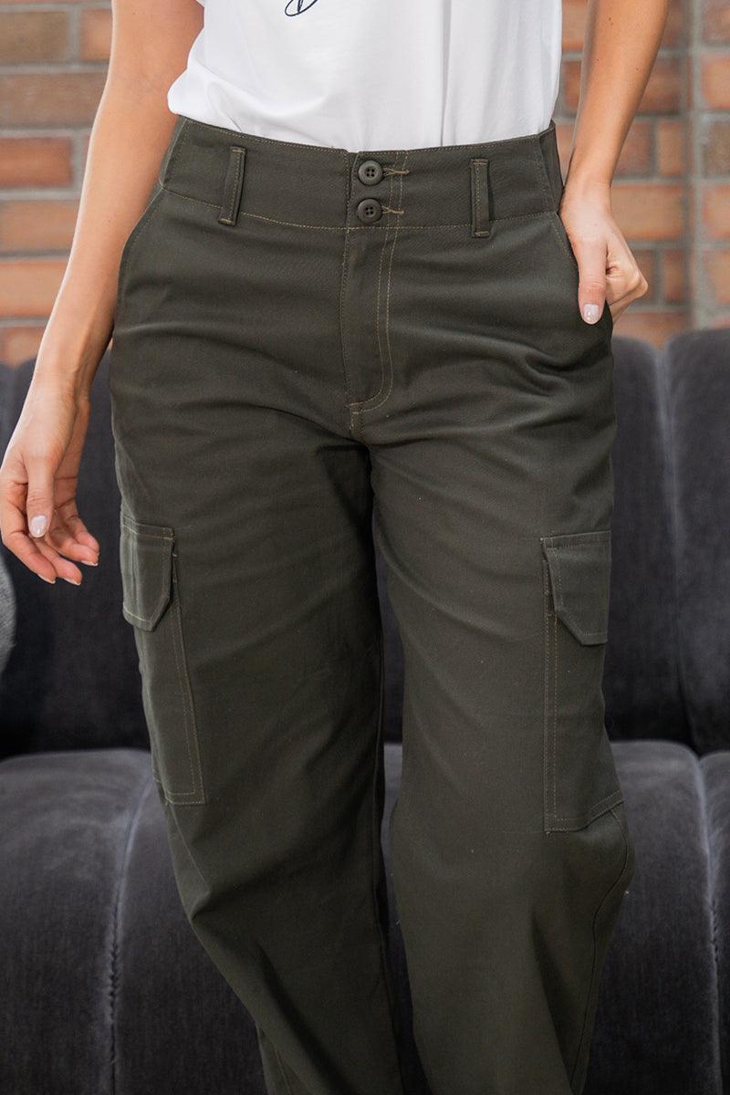 Pantalón Cargo Bota Recta Tiro Alto Marca Trucco´s