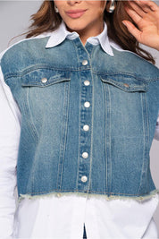 Camisa Manga Larga Sobrepuesto Frontal en Denim Marca Trucco´s