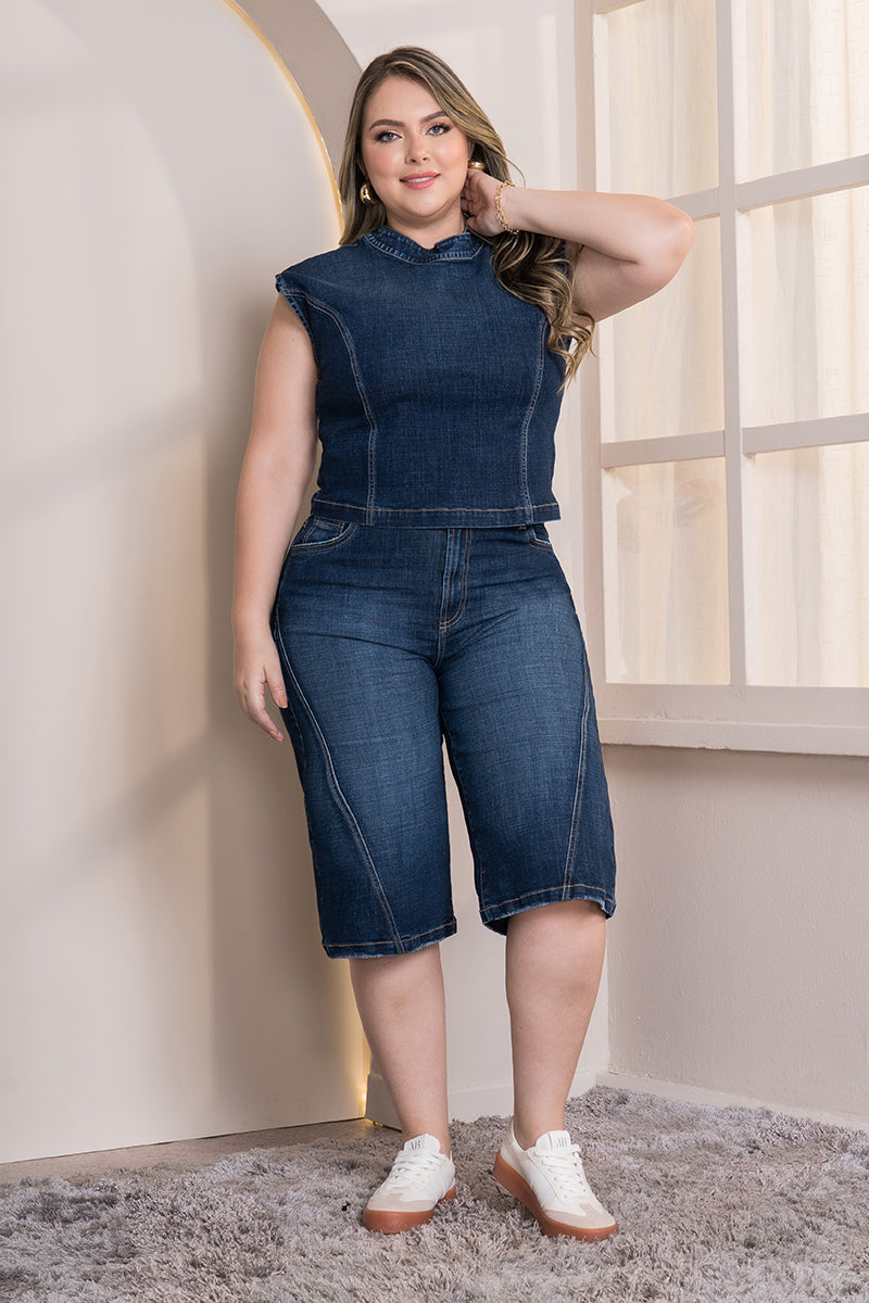 High Waist Bermuda Trucco´s Plus ize Brand Asymmetrical Stitching