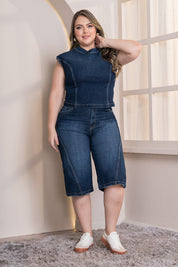 High Waist Bermuda Trucco´s Plus ize Brand Asymmetrical Stitching