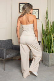 Set 2 Piezas Pantalón Tiro Alto Chaleco Halter Cargo Marca Trucco´s