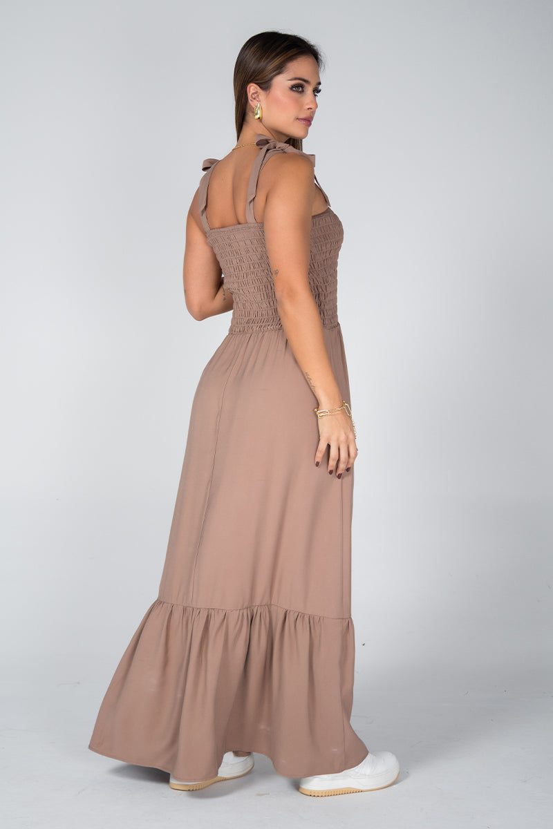 Vestido Largo Hombro de Anudar Marca Trucco´s