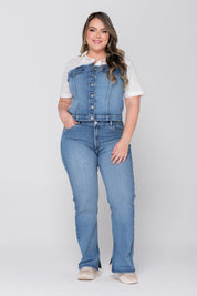 Jean Bora Recta Tiro Alto Abertura en Bota Marca Truccos Plus Size