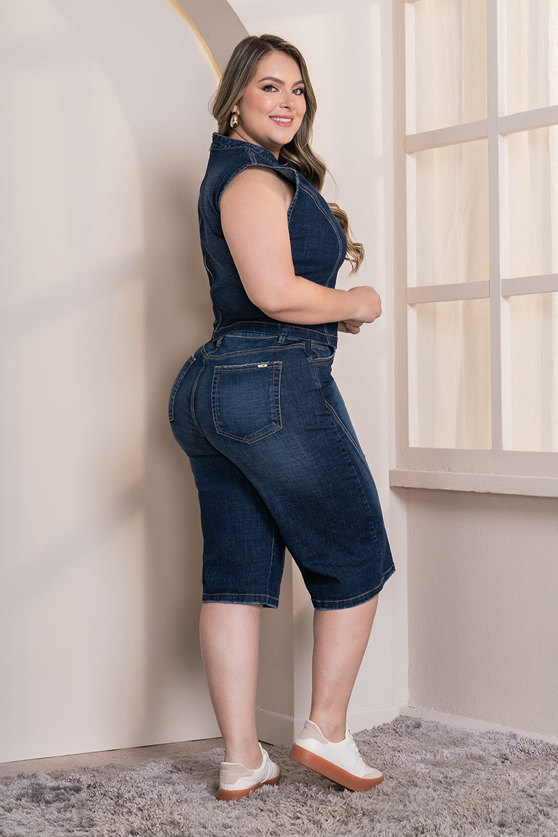 High Waist Bermuda Trucco´s Plus ize Brand Asymmetrical Stitching