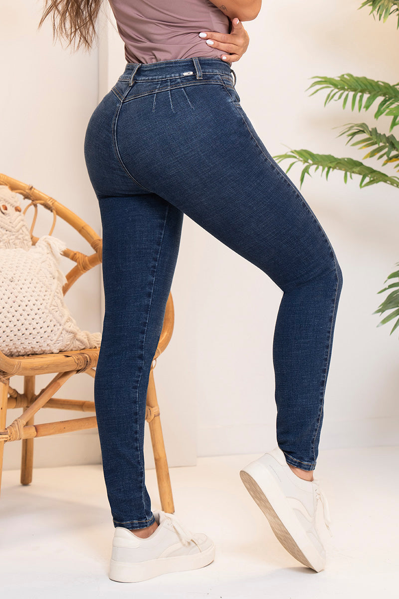 Jean Skinny Tiro Alto Pinzas Posteriores Efecto Levanta cola Marca Trucco´s