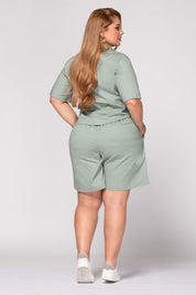 Set 2 Piezas Bermuda Tiro Alto Camisa Corta Marca Trucco´s Plus Size