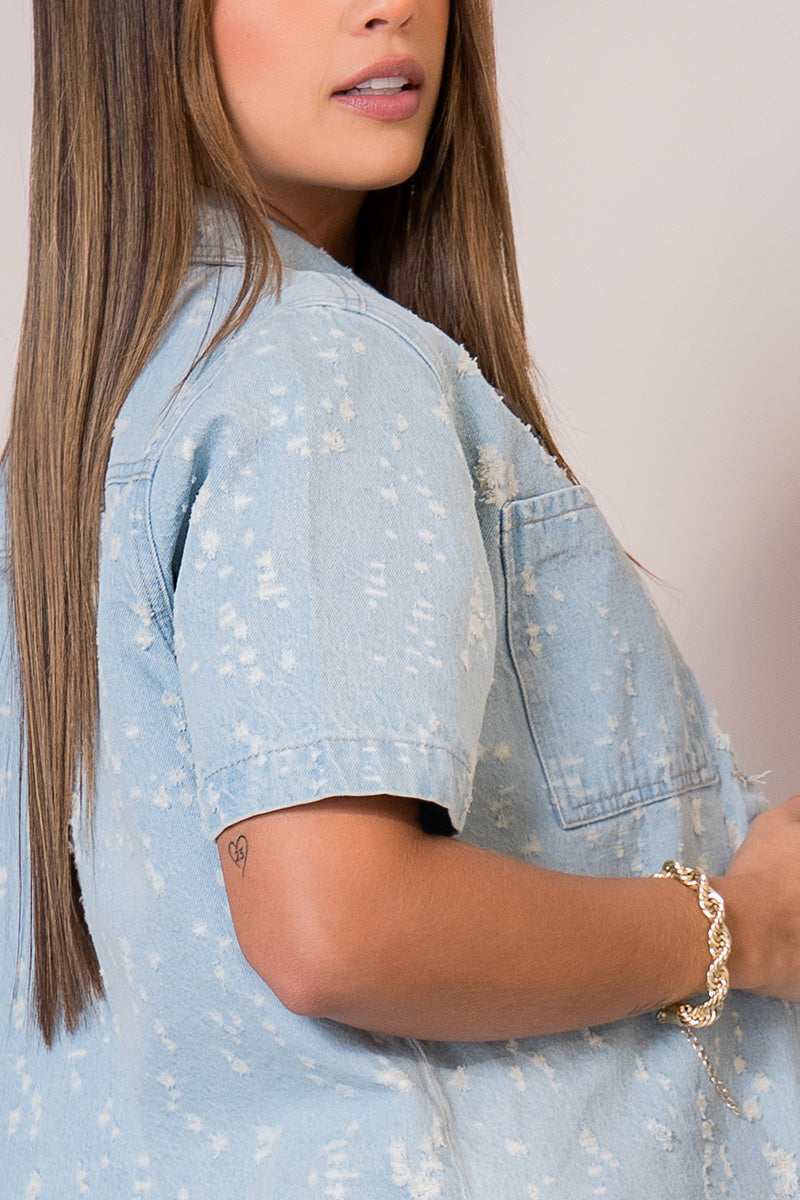 Chaqueta Denim Oversize Textura láser Marca Trucco´s