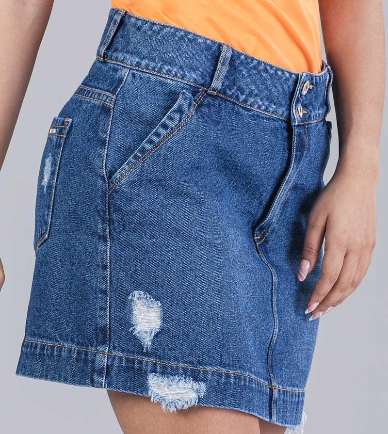 Short Cut Denim Skirt