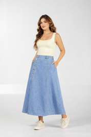 Falda Larga Plisada Chic Marca Trucco´s