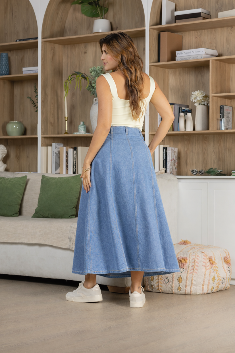 Falda Larga Plisada Chic Marca Trucco´s