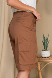 Bermuda Cargo Mujer Cintura Alta Estilo Urbano Chic Marca Trucco´s