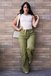 Pantalón Cargo Tiro Alto Costura Irregular Marca Trucco´s