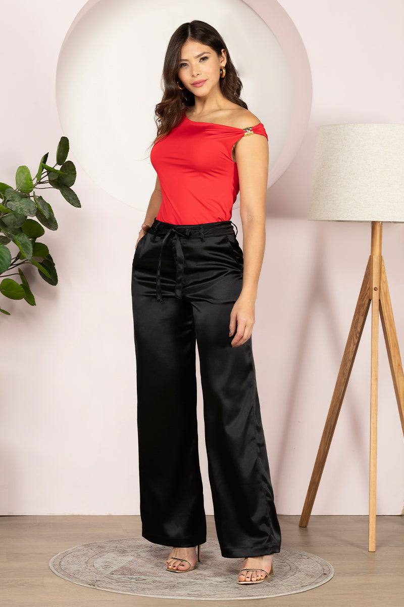 Pantalón Wide Leg en lino premium, cintura alta y caída fluida Marca Trucco´s