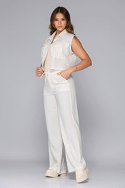 2-Piece Set: Adjustable Waist Pants, Shirt, Armholes, Cargo Pockets