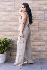 Set 2 Piezas Pantalón Cargo Blusa con Sesgos Laterales Marca Trucco´s