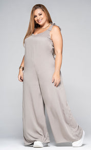 Oversized Palazzo-Style Jumpsuit with Ties on the Shoulders by Trucco's Plus Size Brand