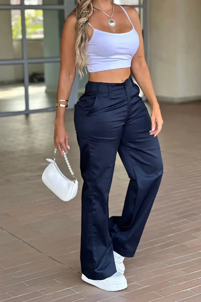 Pantalón Cargo Tiro Alto Costura Irregular Marca Trucco´s