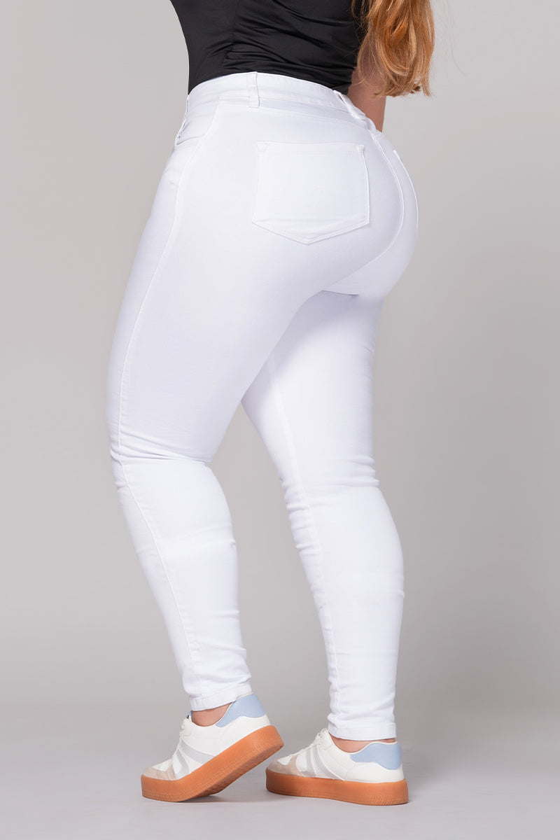 Essential Skinny High Rise Jean White Color Trucco's Brand Plus Size