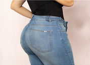 Jean Wide Leg Denim Tiro Alto Corte Fluido y Moderno Marca Trucco´s Plus size