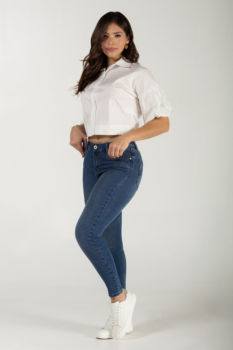 Jean Skinny Mujer Cintura Alta Slim Fit Denim Stretch Casual Chic Marca Trucco´s