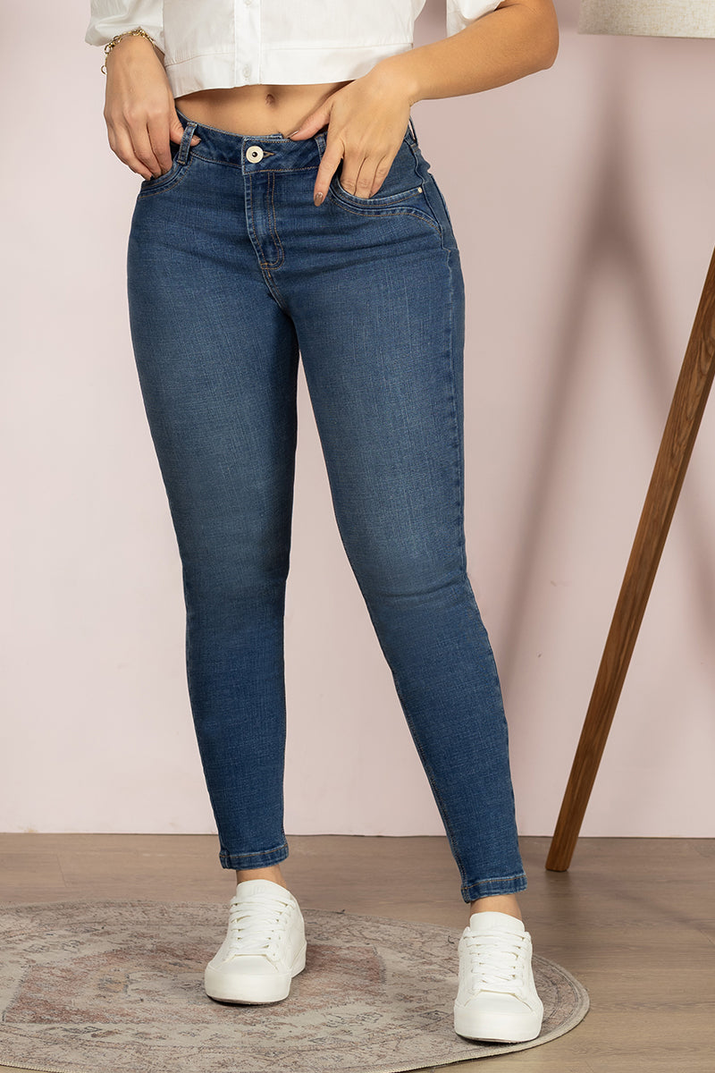 Jean Skinny Mujer Cintura Alta Slim Fit Denim Stretch Casual Chic Marca Trucco´s