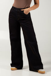 Jean Wide Leg Mujer Cintura Alta Denim Lavado Suave Estilo Chic Casual Marca Trucco´s