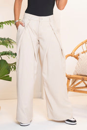 Wide Leg High Waist Draped Overlay Effect Trousers by Trucco's