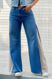 Wide Leg High Rise Bell Bottom Block Side Jean by Trucco's Brand