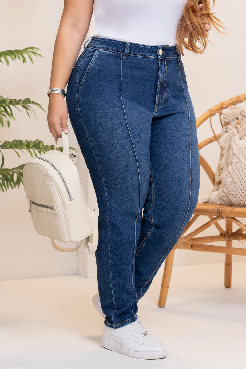 Mom Fit Jeans High Waist Exposed Front Seam Trucco's Plus Size Brand