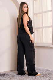Set 2 Piezas Pantalón Cargo Blusa con Sesgos Laterales Marca Trucco´s