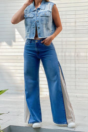 Wide Leg High Rise Bell Bottom Block Side Jean by Trucco's Brand