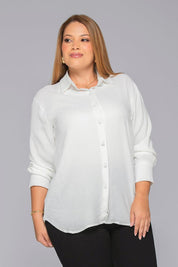 Camisa Manga Larga de Cuello Con Botonadura Frontal Texturizada Marca Trucco´s Plus Size