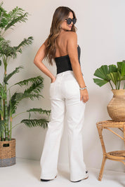 Leather Effect Strapless Blouse with Front Closure by TRucco's