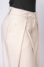 Wide Leg High Waist Draped Overlay Effect Trousers by Trucco's