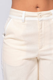 2-Piece Set Contrast Bias Short Blouse High-Waisted Wide Leg Pants Trucco's Brand