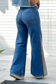 Wide Leg High Rise Bell Bottom Block Side Jean by Trucco's Brand