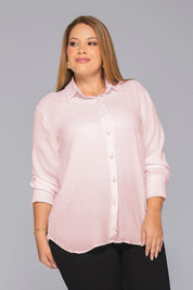 Camisa Manga Larga de Cuello Con Botonadura Frontal Texturizada Marca Trucco´s Plus Size