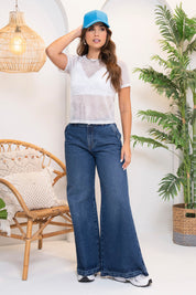 2-Piece Set Metallic Effect Sheer Blouse Crop Top in Matching Color by Trucco's Brand