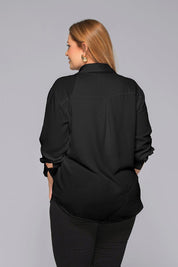 Camisa Manga Larga de Cuello Con Botonadura Frontal Texturizada Marca Trucco´s Plus Size