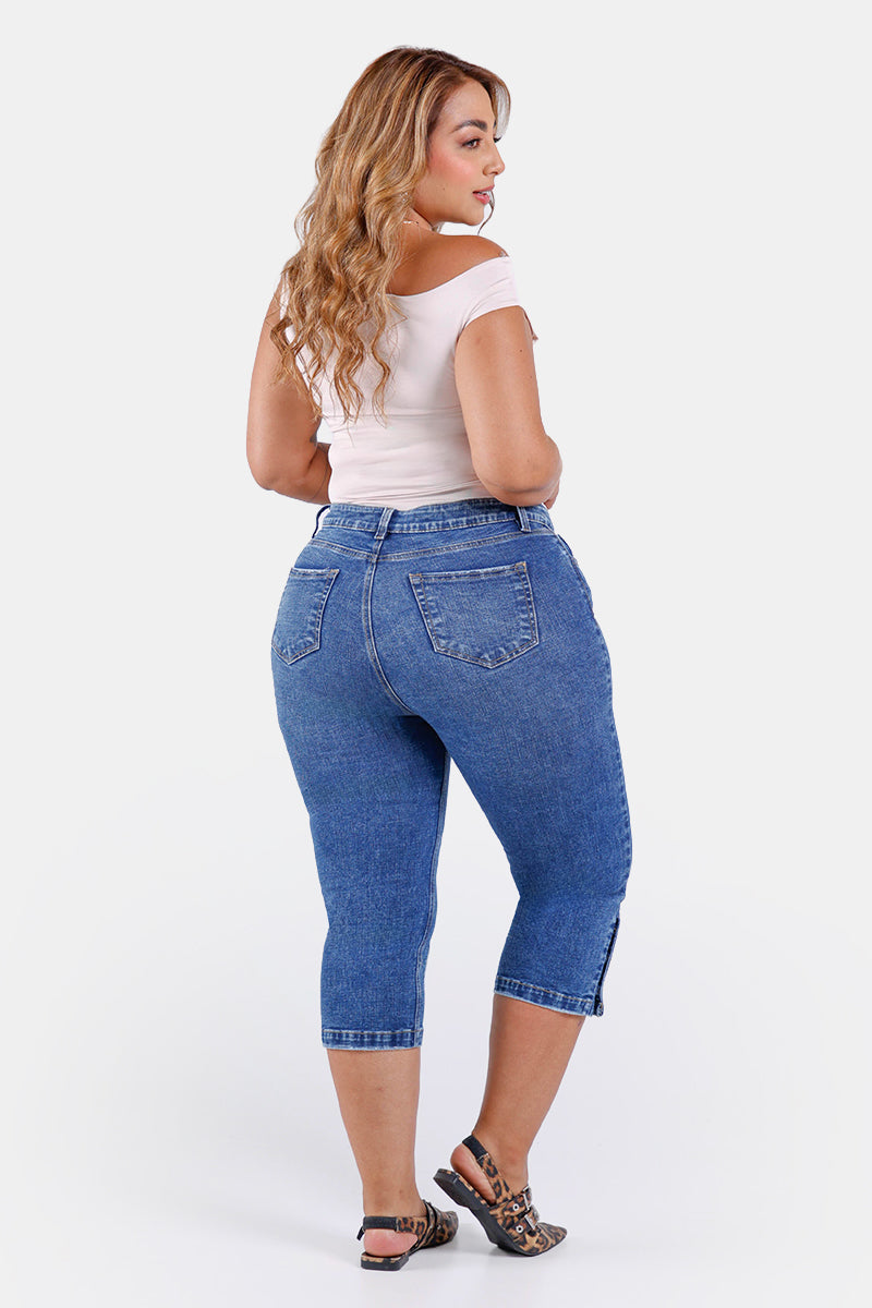 Jean Tipo Capri en Algodón, Poliester, Elastano y Rayon Marca Trucco's Plus Size