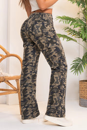 Pantalón Cargo Camuflado Tiro Alto Bota Recta Marca Trucco´s