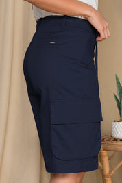 Bermuda Cargo Mujer Cintura Alta Estilo Urbano Chic Marca Trucco´s