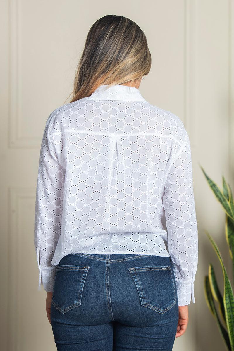 Trucco's Brand Long Sleeve Eyelet Shirt