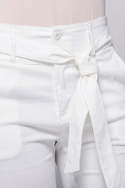 High-waisted straight leg pants with belt by Trucco's