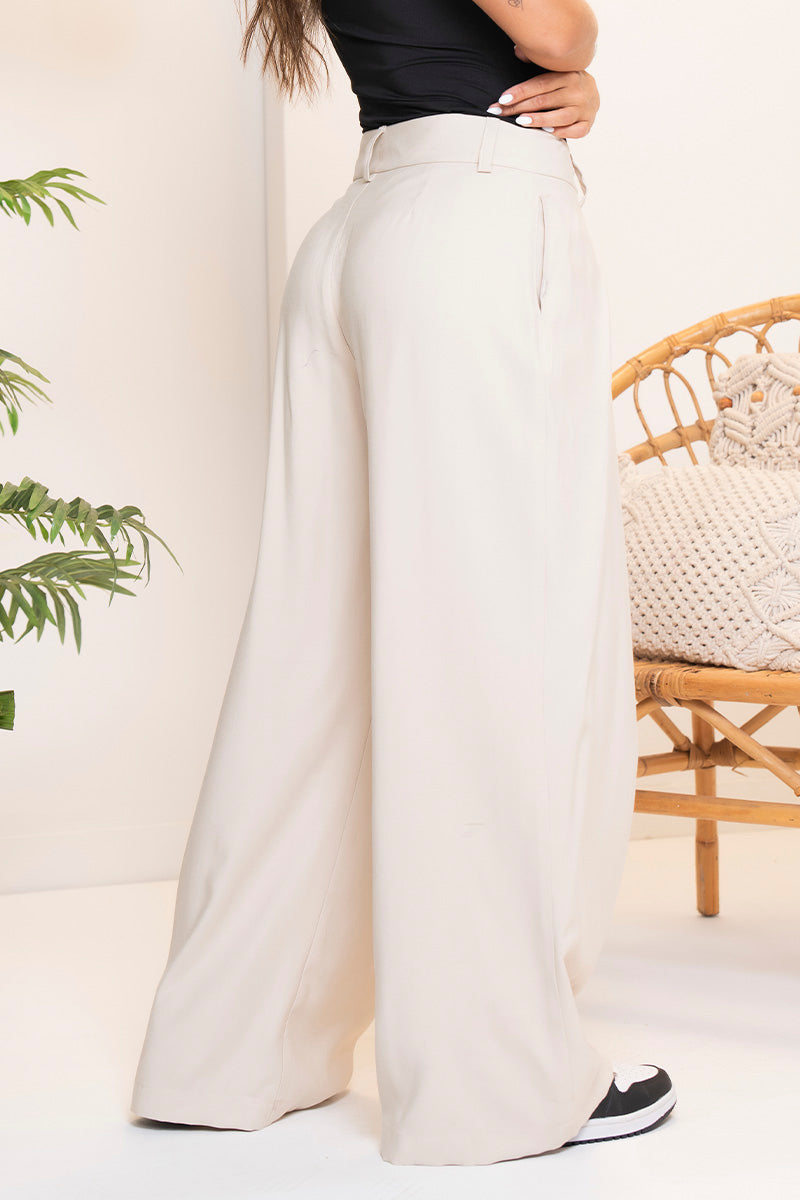 Wide Leg High Waist Draped Overlay Effect Trousers by Trucco's