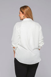 Camisa Manga Larga de Cuello Con Botonadura Frontal Texturizada Marca Trucco´s Plus Size
