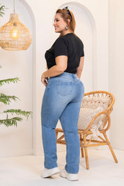 Straight Boot Jean High Rise Faded Effect Invisible Watchmaker Brand Trucco's Plus Size