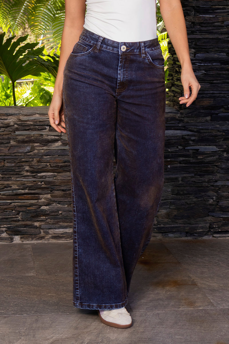 Jean Wide Lega Tiro Alto Efecto Velvet Marca Trucco´s